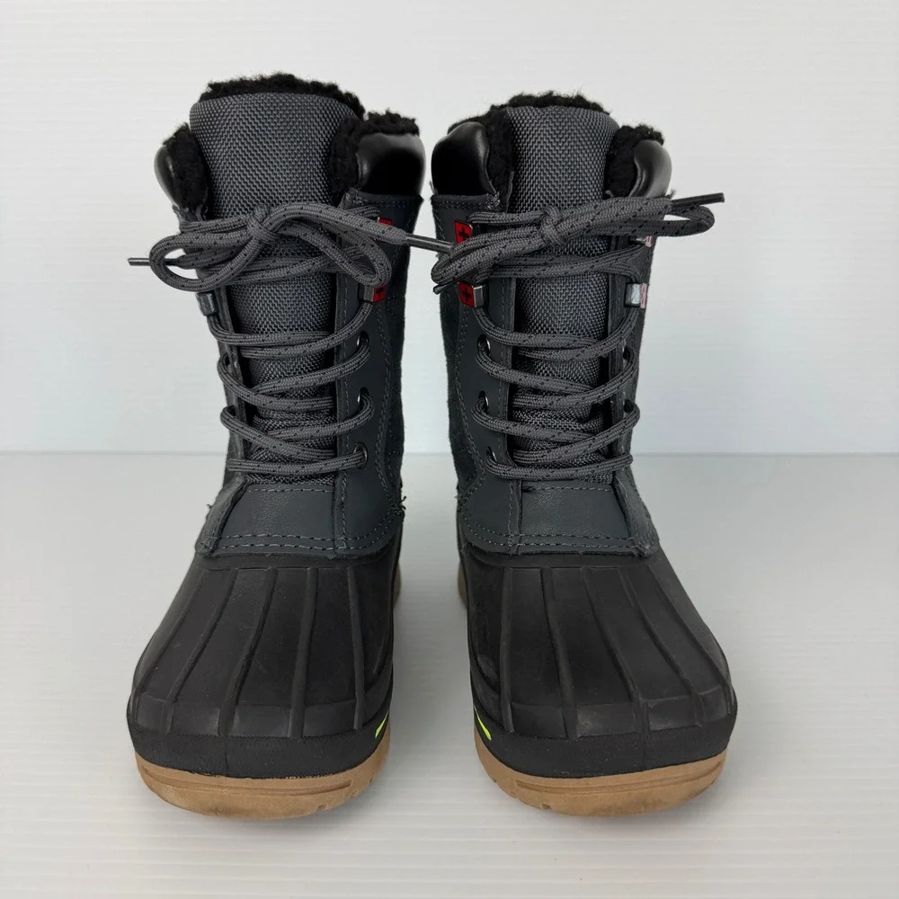 Swiss Tech Kids Winter Snow Boots Grey Black Neon Yellow Waterproof Size‎ 10